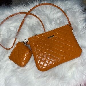 Orange Quilted Women's Bag Set